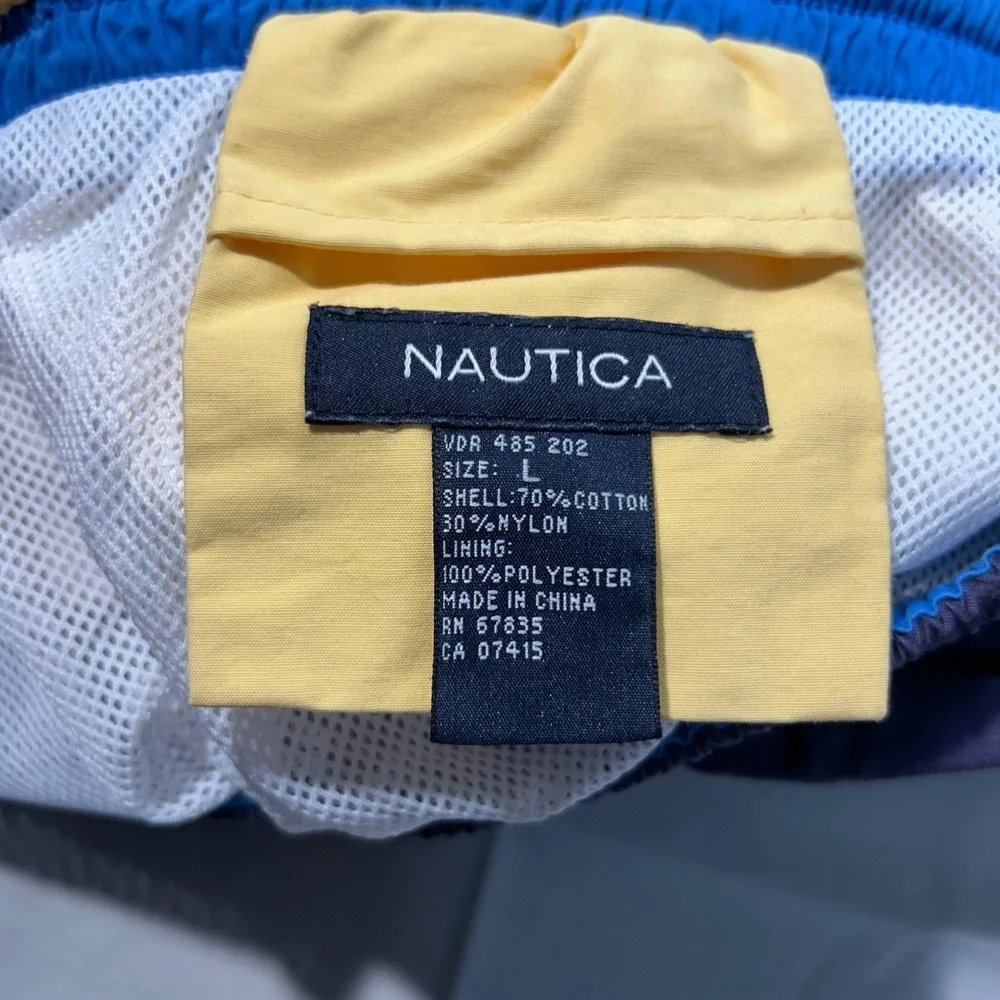 Nautica Swim Trunks Colorblock‎ Mens L Yellow Blue Blend Vintage 90s Surf